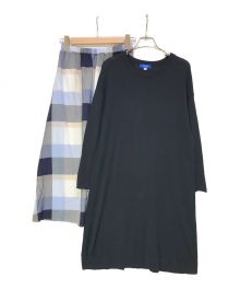 BLUE LABEL CRESTBRIDGE（ブルーレーベルクレストブリッジ）の古着「ニット・スカートセットワンピース」｜ネイビー