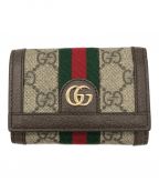 GUCCIグッチ）の古着「三つ折りウォレット オフィディア」｜グレー×ブラウン