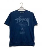 stussyステューシー）の古着「ロゴインディゴ半袖スウェット」｜インディゴ