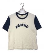 WALES BONNERウェールズボナー）の古着「Ascend プリントtシャツ」｜ネイビー×ベージュ