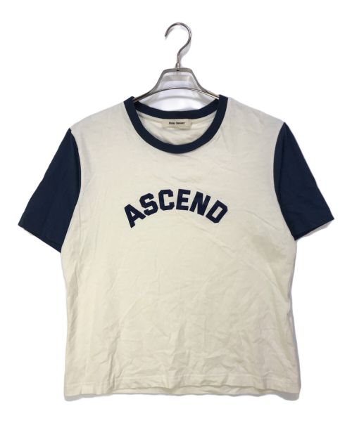 WALES BONNER（ウェールズボナー）WALES BONNER (ウェールズボナー) Ascend プリントtシャツ ネイビー×ベージュ サイズ:XLの古着・服飾アイテム