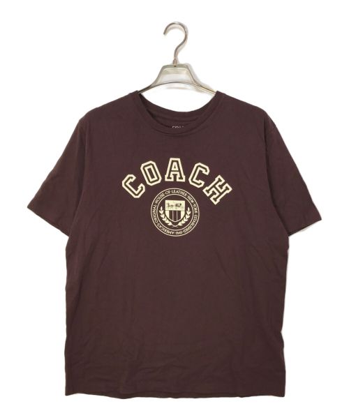 COACH（コーチ）COACH (コーチ) カレッジロゴ風Tシャツ ブラウン サイズ:XLの古着・服飾アイテム