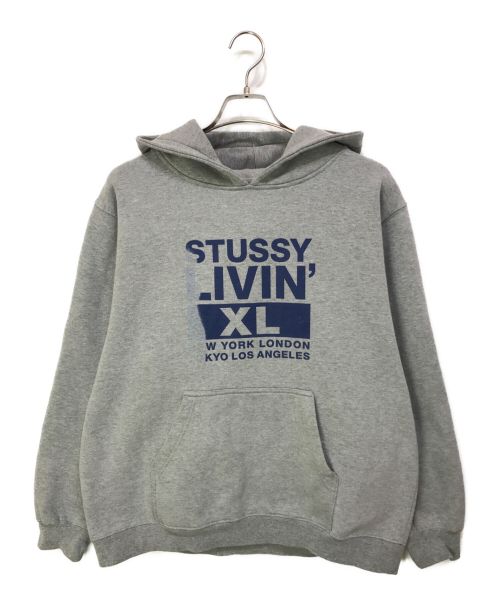 stussy（ステューシー）stussy (ステューシー) LIVINロゴパーカー グレー サイズ:Lの古着・服飾アイテム