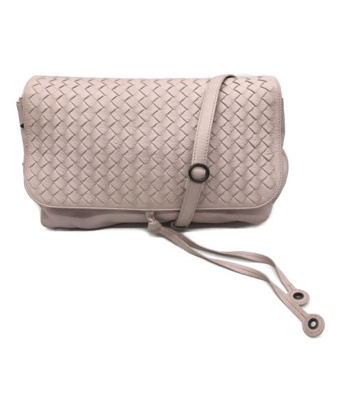 BOTTEGA VENETA（ボッテガベネタ）BOTTEGA VENETA (ボッテガベネタ) イントレチャートフラップショルダーバッグ ピンク サイズ:-の古着・服飾アイテム