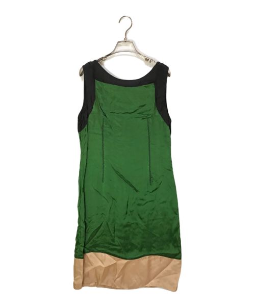 MARNI（マルニ）MARNI (マルニ) 配色切り替え ノースリーブ ワンピース ブラック×グリーン サイズ:40の古着・服飾アイテム