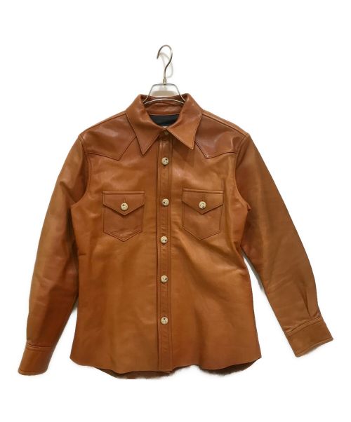 Number One Leathers（ナンバーワンレザー）Number One Leathers (ナンバーワンレザー) レザーウエスタンシャツ ブラウン サイズ:38の古着・服飾アイテム