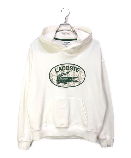 LACOSTE（ラコステ）LACOSTE (ラコステ) モノグラムモチーフラコステプリントフードスウェット ホワイト サイズ:Mの古着・服飾アイテム