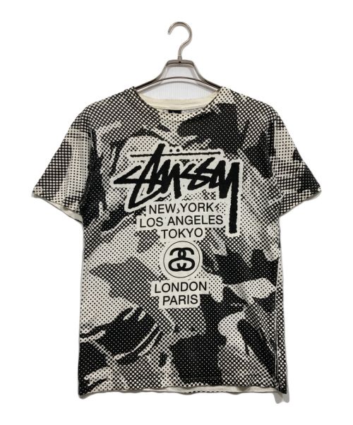 stussy（ステューシー）stussy (ステューシー) カモ柄Tシャツ ホワイト×ブラック サイズ:Sの古着・服飾アイテム