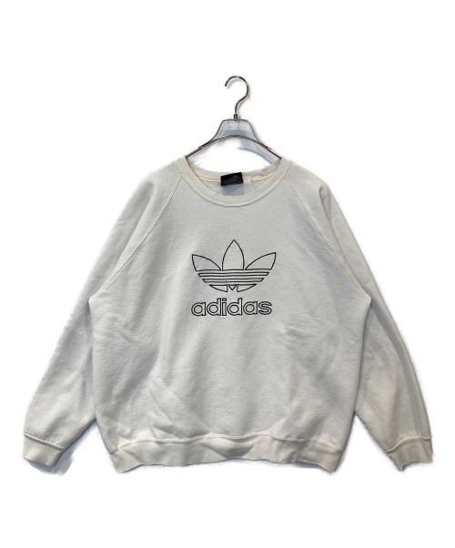 adidas（アディダス）adidas (アディダス) 80-90sトレフォイルロゴスウェット ホワイト サイズ:Lの古着・服飾アイテム