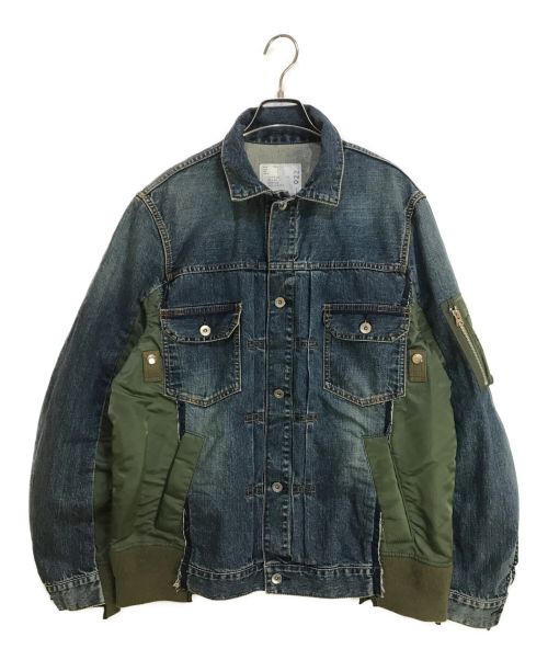 sacai（サカイ）sacai (サカイ) Denim x MA-1 Jacket インディゴ×グリーン サイズ:3の古着・服飾アイテム