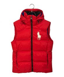 POLO RALPH LAUREN（ポロ・ラルフローレン）の古着「フーデットダウンベスト」｜レッド×ブルー