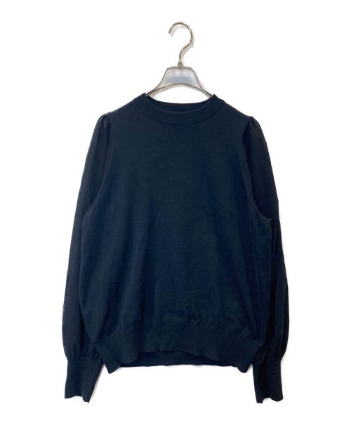 HYKE（ハイク）HYKE (ハイク) CREW NECK SWEATER WITH SHEER SLEEVES/シアースリーブクルーネックセーター ネイビー サイズ:1の古着・服飾アイテム