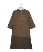 FUMIKA UCHIDAフミカウチダ）の古着「woven pattern cotton zipup knit long」｜ブラウン