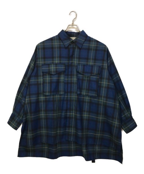 jieda（ジエダ）jieda (ジエダ) TERTAN CHECK PARACHUTE SHIRT ブルー サイズ:2の古着・服飾アイテム