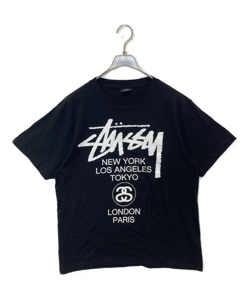 stussy（ステューシー）stussy (ステューシー) ワールドツアーTシャツ ブラック サイズ:Mの古着・服飾アイテム