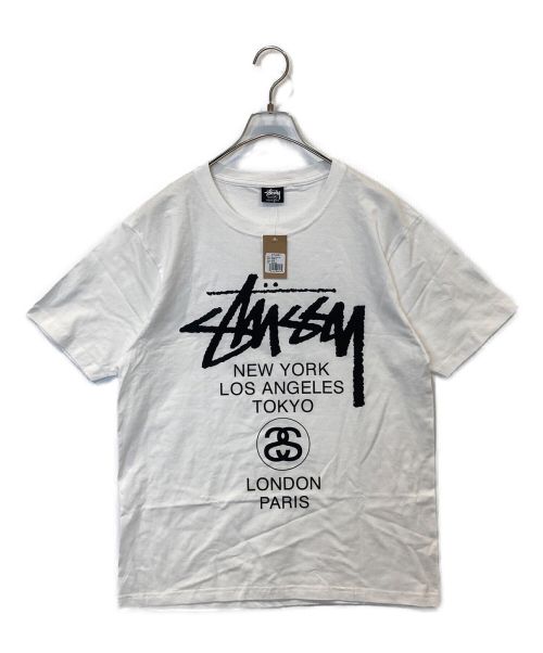 stussy（ステューシー）stussy (ステューシー) ワールドツアーTシャツ ホワイト サイズ:M 未使用品の古着・服飾アイテム