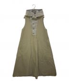 Y'sワイズ）の古着「Cotton Switching Sleeveless Flare Dress」｜ベージュ