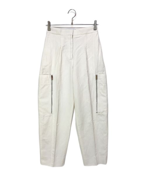 STELLA McCARTNEY（ステラマッカートニー）STELLA McCARTNEY (ステラマッカートニー) White linen tapered high-waisted trousers ホワイト サイズ:36の古着・服飾アイテム