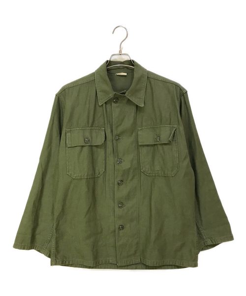 US ARMY（ユーエスアーミー）US ARMY (ユーエスアーミー) 1st コットンサテンシャツ グリーン サイズ:Mの古着・服飾アイテム