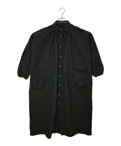 nest Robe（ネストローブ）nest Robe (ネストローブ) コットンラミー ミトンポケットロングワンピース ブラック サイズ:Fの古着・服飾アイテム