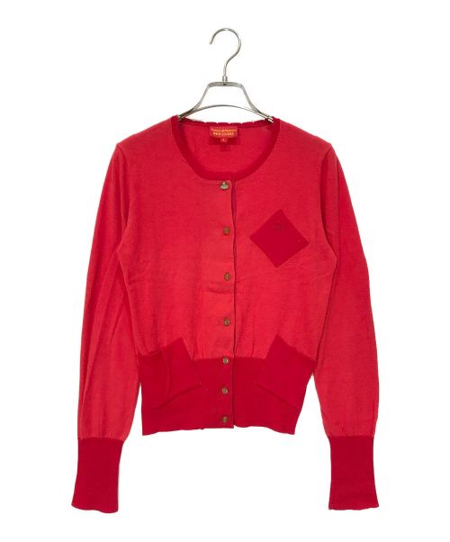 Vivienne Westwood RED LABEL（ヴィヴィアンウエストウッドレッドレーベル）Vivienne Westwood RED LABEL (ヴィヴィアンウエストウッドレッドレーベル) オーブ刺繍コットンカーディガン レッド サイズ:2の古着・服飾アイテム