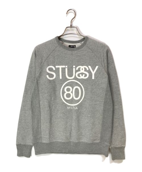 stussy（ステューシー）stussy (ステューシー) ラグランロゴスウェット グレー サイズ:Mの古着・服飾アイテム