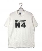 stussyステューシー）の古着「N4ロゴ プリントTシャツ」｜ホワイト