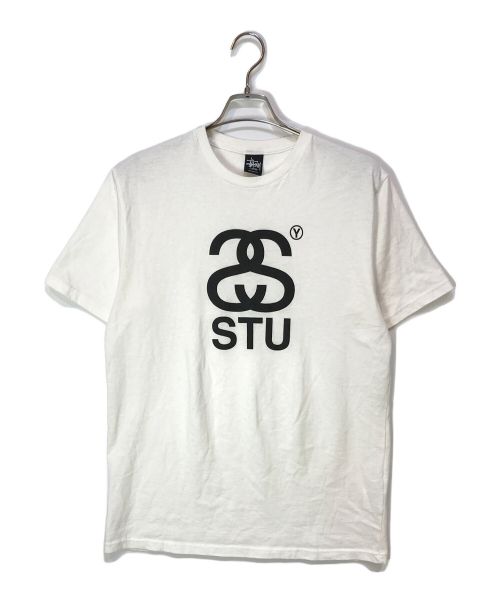 stussy（ステューシー）stussy (ステューシー) STU ロゴプリントTシャツ ホワイト サイズ:Lの古着・服飾アイテム