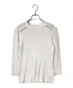 BORDERS at BALCONYボーダーズアットバルコニー）の古着「PEARL ROUND NECK TOP」｜ホワイト