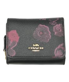 COACH（コーチ）の古着「Small Trifold Wallet With Halftone Floral Print」｜ブラック