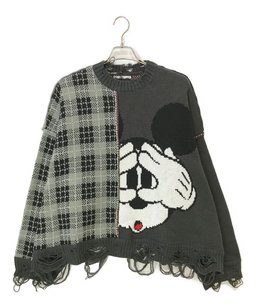 Candy Stripper（キャンディーストリッパー）Candy Stripper (キャンディーストリッパー) DISNEY (ディズニー) MICKEY MOUSE/COMBINED KNIT グレー サイズ:2の古着・服飾アイテム