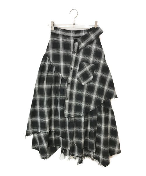 SLY（スライ）SLY (スライ) DAMAGE FLANNEL 2WAY スカート ブラック サイズ:1の古着・服飾アイテム