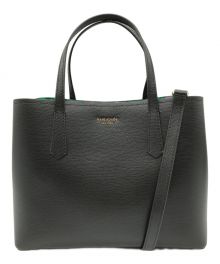 Kate Spade（ケイトスペード）の古着「モリー パーティー フローラル ミディアム サッチェル バック」｜ブラック×グリーン