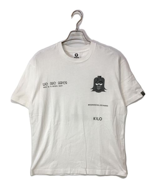 Aape BY A BATHING APE（エーエイプ バイ アベイシングエイプ）Aape BY A BATHING APE (エーエイプ バイ アベイシングエイプ) SEBASTIAN SCHWAMM プリントTシャツ ホワイト×ブラック サイズ:Mの古着・服飾アイテム