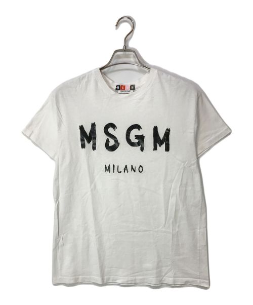 MSGM（エムエスジーエム）MSGM (エムエスジーエム) 筆ロゴプリントTシャツ ホワイト サイズ:Mの古着・服飾アイテム