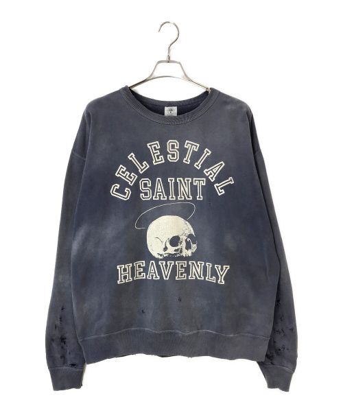 SAINT MICHAEL（セントマイケル）SAINT MICHAEL (セントマイケル) 21AW SKULL USED CREW NECK SWEAT ネイビー サイズ:XLの古着・服飾アイテム