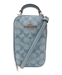 COACH（コーチ）の古着「エヴァ フォーン クロスボディ・シグネチャー シャンブレー ショルダーバッグ」｜スカイブルー