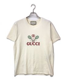 GUCCI（グッチ）の古着「Club Multi Tee テニス 刺繍 ロゴ 半袖 Tシャツ」｜レッド×グリーン×ベージュ