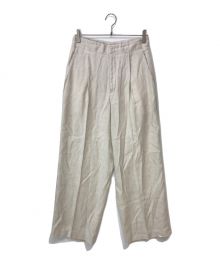 ATON（エイトン）の古着「LINEN VISCOSE MIX WIDE PANTS」｜アイボリー