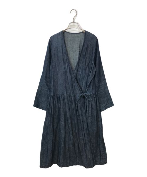 nest Robe（ネストローブ）nest Robe (ネストローブ) インディゴ染めカシュクールリネンワンピース インディゴ サイズ:-の古着・服飾アイテム