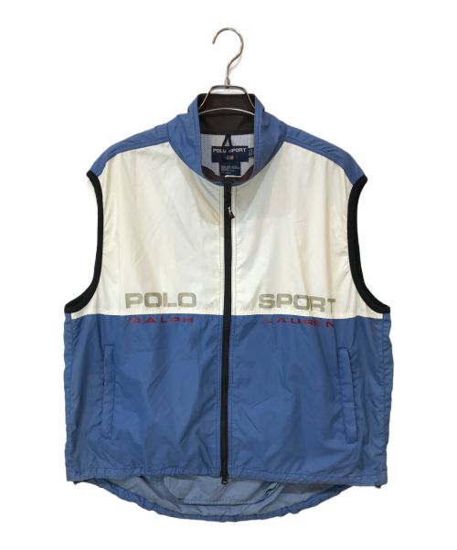 POLO SPORT（ポロスポーツ）POLO SPORT (ポロスポーツ) ナイロンベスト ホワイト×スカイブルー サイズ:XXLの古着・服飾アイテム