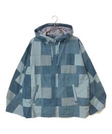 KUON（クオン）の古着「Denim Patchwork Kimono Sleeve Hooded Blouson」｜ブルー