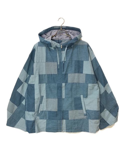 KUON（クオン）KUON (クオン) Denim Patchwork Kimono Sleeve Hooded Blouson ブルー サイズ:XLの古着・服飾アイテム