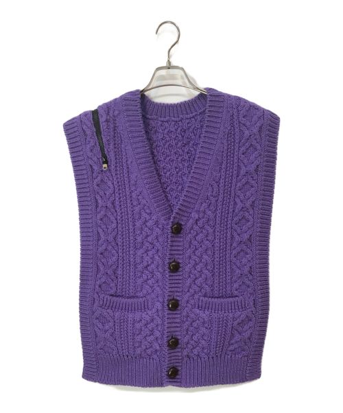 TAKAHIROMIYASHITA TheSoloIst.（タカヒロミヤシタ ザソロイスト）TAKAHIROMIYASHITA TheSoloIst. (タカヒロミヤシタ ザソロイスト) double zip reverse aran pattern vest パープル サイズ:-の古着・服飾アイテム