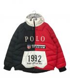 POLO RALPH LAURENポロ・ラルフローレン）の古着「winter stadium 1992 ハーフジップ ナイロンダウンジャケット」｜レッド×ブラック