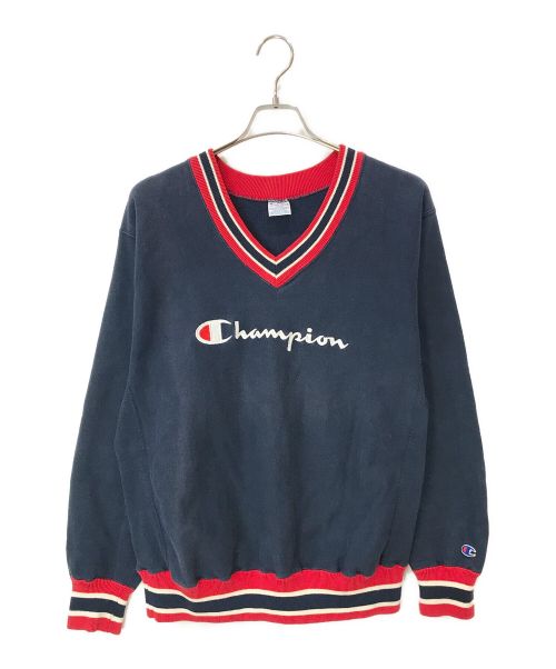 Champion REVERSE WEAVE（チャンピオン リバース ウィーブ）Champion REVERSE WEAVE (チャンピオン リバース ウィーブ) 90s Vネックスウェット ネイビー サイズ:Lの古着・服飾アイテム