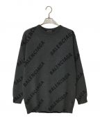 BALENCIAGAバレンシアガ）の古着「ALLOVER LOGO CREW NECK KNIT」｜グレー