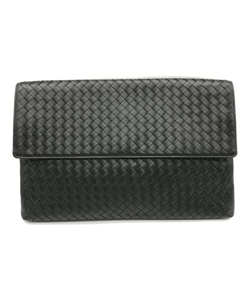 BOTTEGA VENETA（ボッテガベネタ）BOTTEGA VENETA (ボッテガベネタ) クラッチバッグ ドキュメントケース フラップ イントレチャート ブラック サイズ:-の古着・服飾アイテム