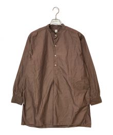 KAPTAIN SUNSHINE（キャプテンサンシャイン）の古着「Pullover Band Collar Shirt シャツ」｜ブラウン