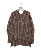 Mame Kurogouchiマメクロゴウチ）の古着「V Neck Jacquard Knitted Pullover」｜ブラウン